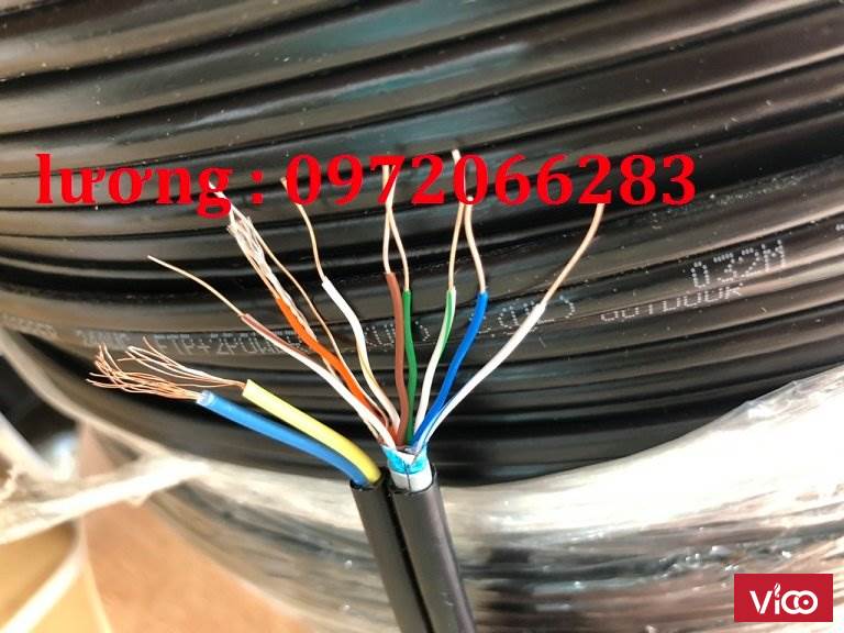 Cáp mạng liền nguồn Cat5e FTP 2C lõi đồng ngoài trời TEKRONE