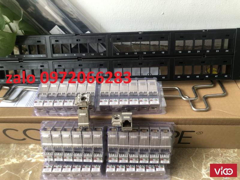 Thanh đấu nối PatchPanel CAT6A AMP (Commscope) chống nhiễu, 24 port