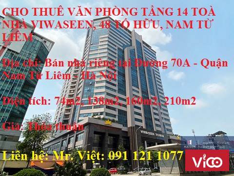 CHO THUÊ VĂN PHÒNG TẦNG 14 TOÀ NHÀ VIWASEEN, 48 TỐ HỮU, NAM TỪ LIÊM