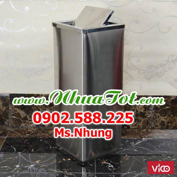 Thùng inox nắp lật vuông