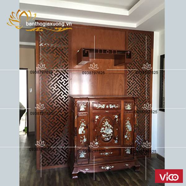 Thi công thiết kế vách ngăn CNC phòng thờ đẹp