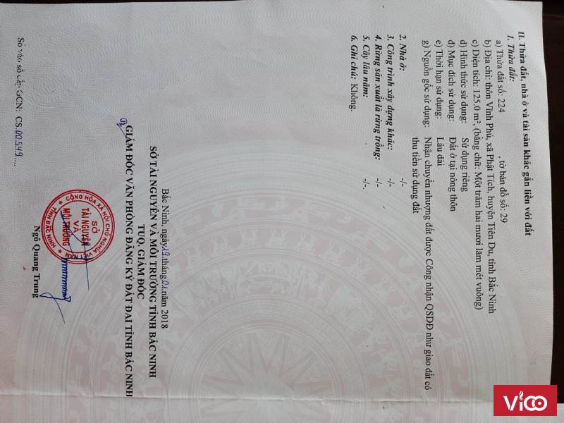 Bán nhanh lô đất 125m2 tại Tiên Du,Bắc Ninh.