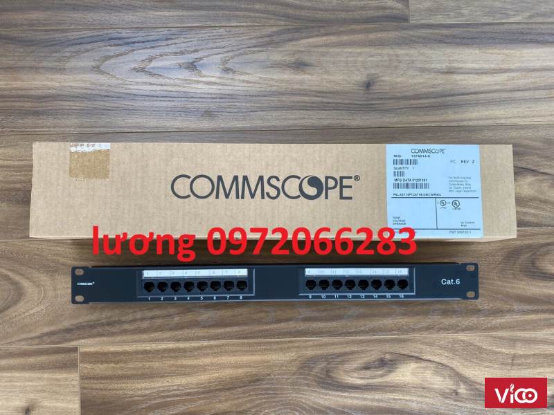 Thanh đấu nôi Patch panel Cat6 Commscope/Amp 16 port PN 13750146