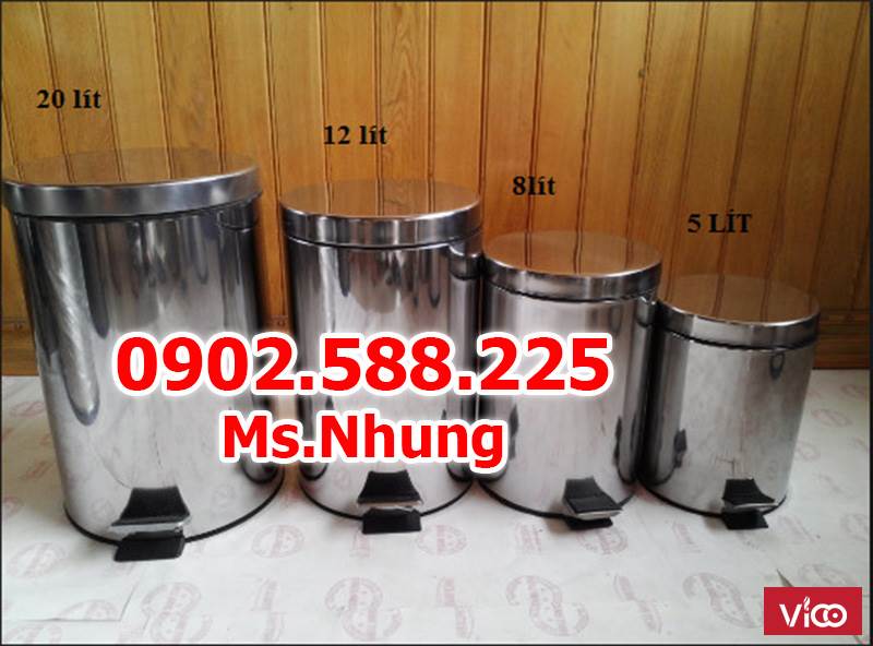 Thùng rác inox dạng đạp chân dung tích 12 lít