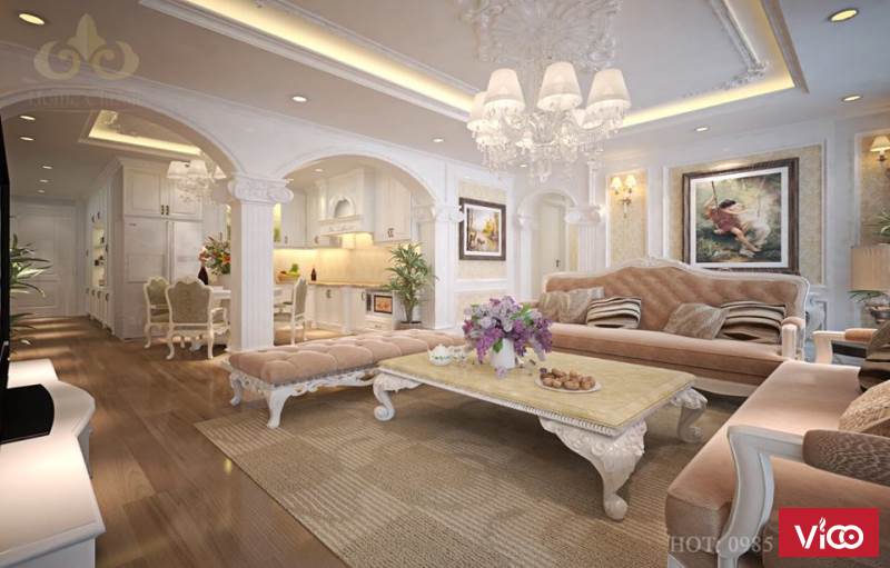 Công trình thiết kế và thi công nội thất tân cổ điển tại chung cư Hà Đô Cầu Giấy