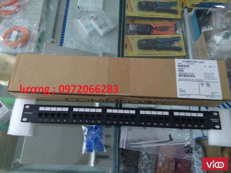 Thanh đấu nối Patch Panel RJ11 Cat3 AMP 25port commscope sẵn hàng