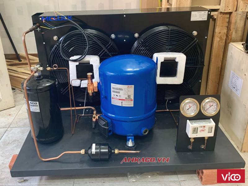 Lên hoàn chỉnh và lắp đặt cụm máy nén Danfoss 5hp MT64 tại công ty An Khang
