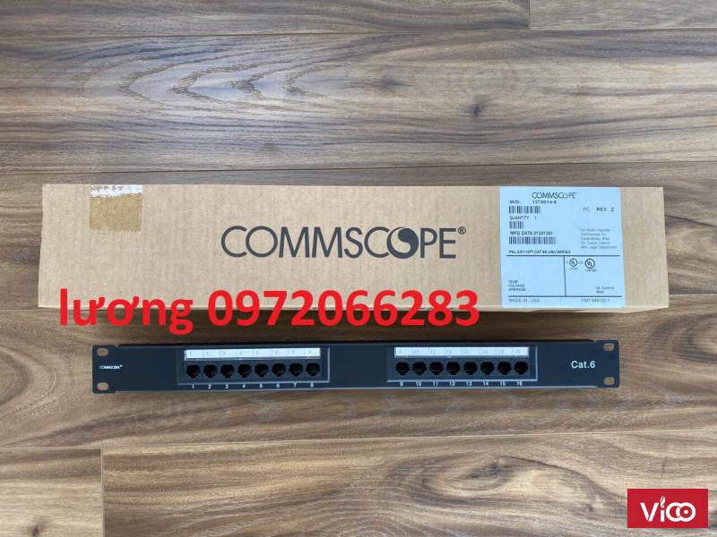 Thanh đấu nôi Patch panel Cat6 Commscope/Amp 16 port PN 13750146