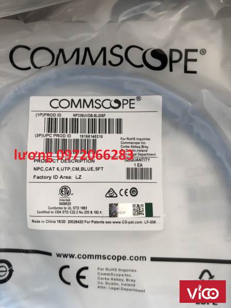 Dây nhảy patch cord 1.5m Cat6 Blue (NPC06UVDBBL005F) commscope