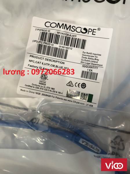 Dây nhảy patch cord 2m Cat6 Blue (NPC06UVDBBL007F) commscope