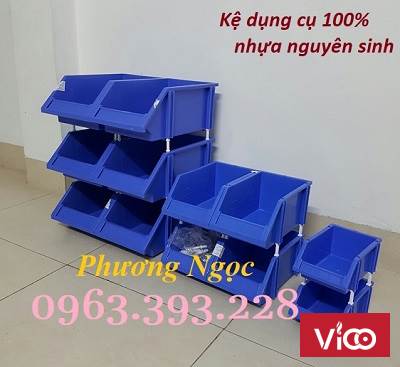 Kệ nhựa đựng linh kiện, khay nhựa chống tầng, kệ dụng cụ xếp chồng