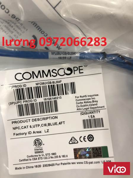 Dây nhảy patch cord 1.2m Cat6 Blue (NPC06UVDBBL004F) commscope