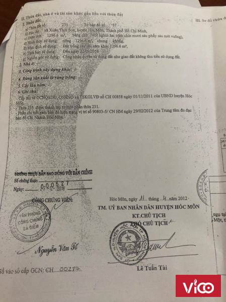 Đất Mt Nguyễn Văn Bứa 1300m2 giá 7 triệu/m SHR