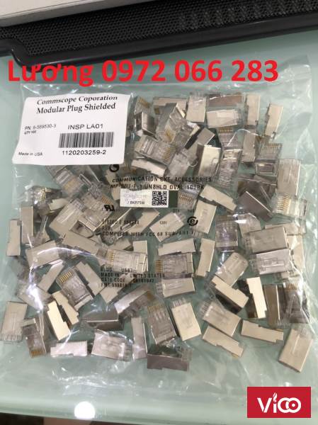 Hạt mạng Sắt AMP chống nhiễu Shielded 8 Position Modular Plug mã 65695503