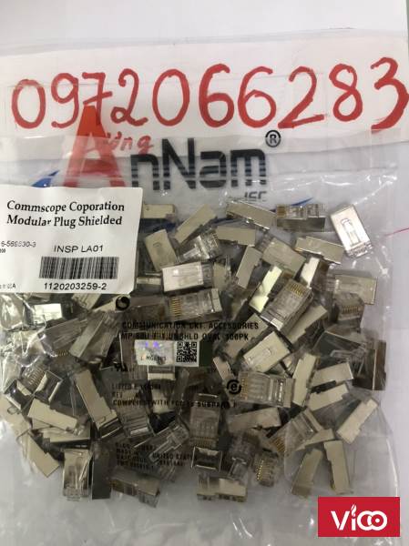 Hạt mạng Sắt AMP chống nhiễu Shielded 8 Position Modular Plug mã 65695503