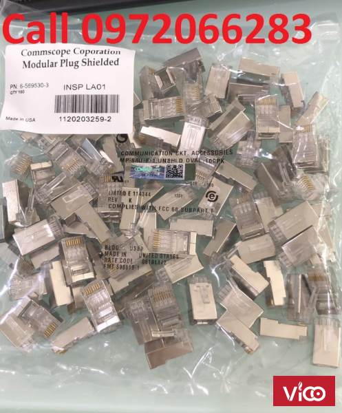 Hạt mạng Sắt AMP chống nhiễu Shielded 8 Position Modular Plug mã 65695503