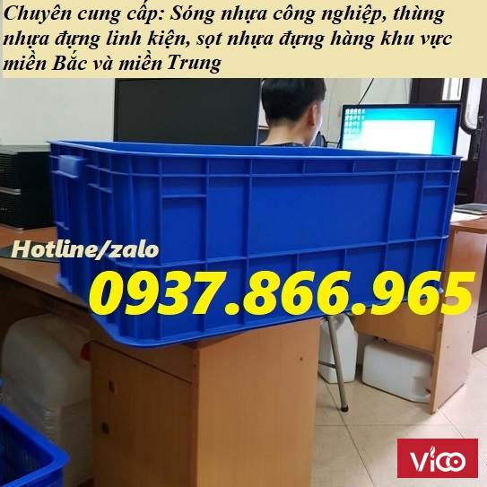 Thùng nhựa công nghiệp, sóng nhựa đặc có nắp, thùng nhựa cao 25 cm