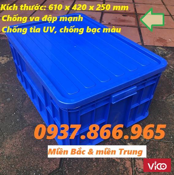 Thùng nhựa công nghiệp, sóng nhựa đặc có nắp, thùng nhựa cao 25 cm