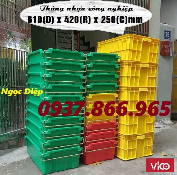 Thùng nhựa công nghiệp, sóng nhựa đặc có nắp, thùng nhựa cao 25 cm
