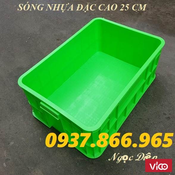 Thùng nhựa công nghiệp, sóng nhựa đặc có nắp, thùng nhựa cao 25 cm