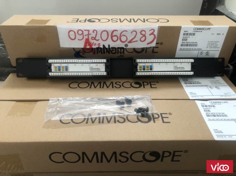 Thanh đấu nôi Patch panel Cat6 Commscope/Amp 16 port PN 13750146
