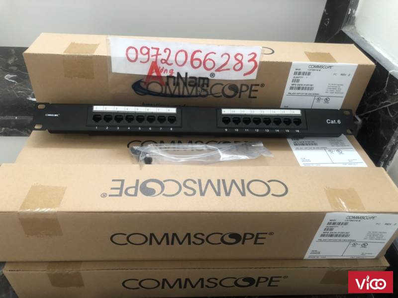 Thanh đấu nôi Patch panel Cat6 Commscope/Amp 16 port PN 13750146