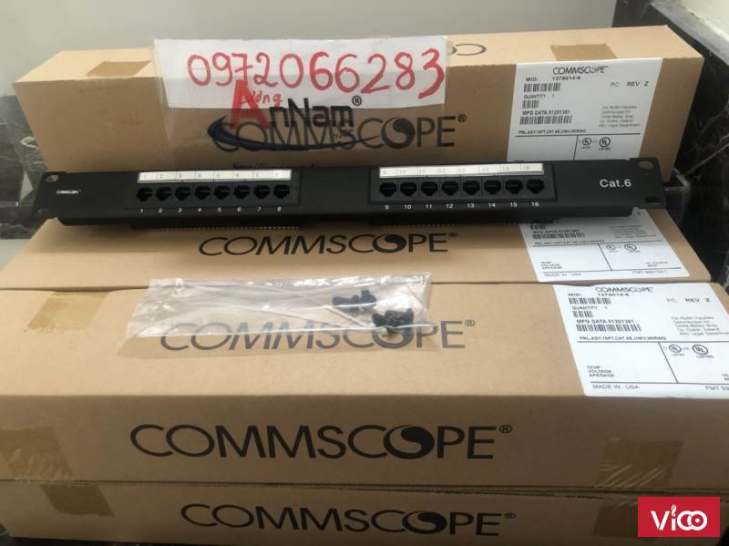 Thanh đấu nôi Patch panel Cat6 Commscope/Amp 16 port PN 13750146