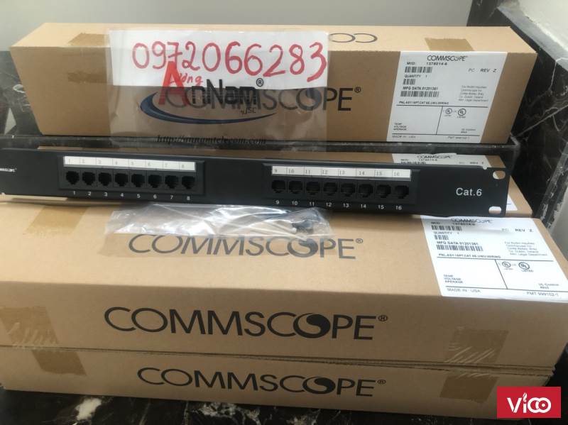Thanh đấu nôi Patch panel Cat6 Commscope/Amp 16 port PN 13750146