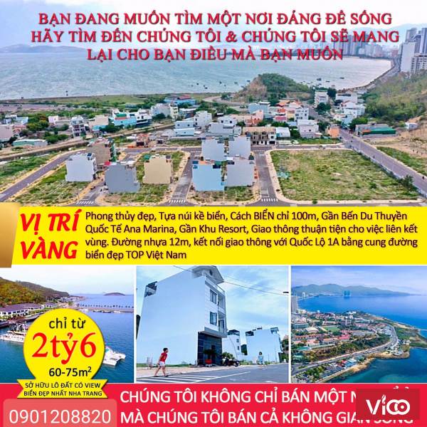Đất nền cách biển Nha Trang 100m. Chỉ 44 triệu/m2.