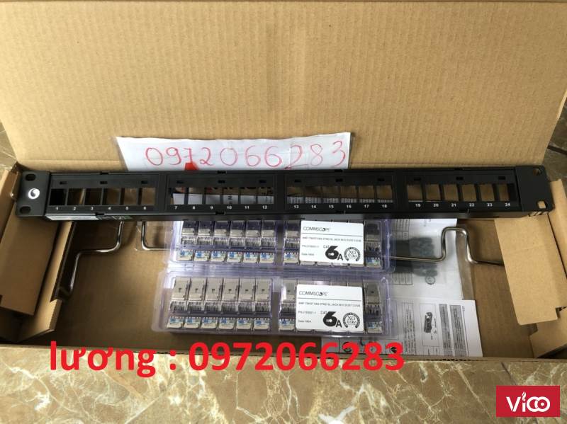 Patch Panel CAT6A chống nhiễu 24 port, UTP, 1U mã 760162800 AMP Commscope