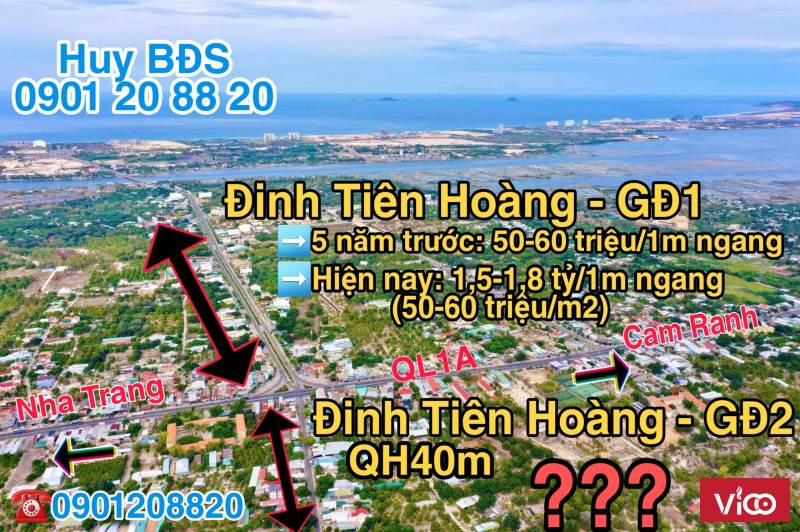 Bán đất trên trục Đinh Tiên Hoàng QH40m, con đường huyết mạch Cam Lâm. 5 phút di chuyển đến Bãi Dài