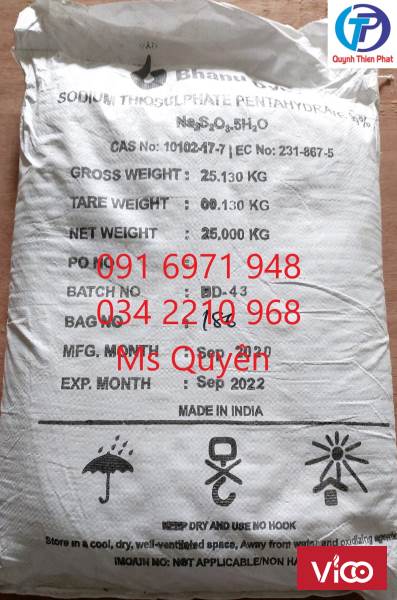 Sodium thiosulphate 99% Ấn Độ, Na2S2O3 khử chlorine giá sỉ, giá đại lý