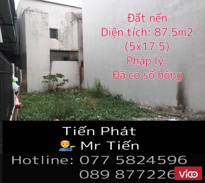 Bán lô đất khu vực gấn ngã 3 Tân Kim DT 5 x17.5 Sổ hồng riêng Giá 1Tỷ250 tr