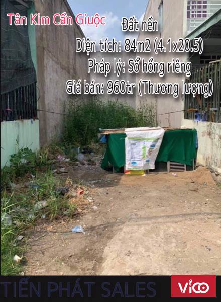 TIẾN PHÁT SALES TÂN KIM CẦN GIUỘC Cần bán lô đất Ngã 3 Tân Kim Gần MT đường QL50 Diện