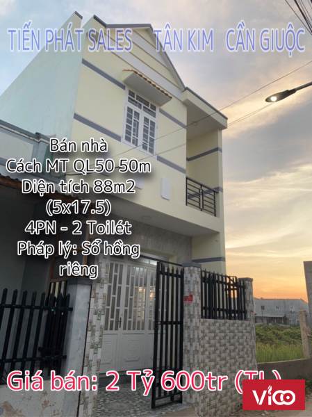 TIẾN PHÁT SALES TÂN KIM CẦN GIUỘC Bán nhà liên kế mới Cách ngã 3 Tân Kim 300m MT