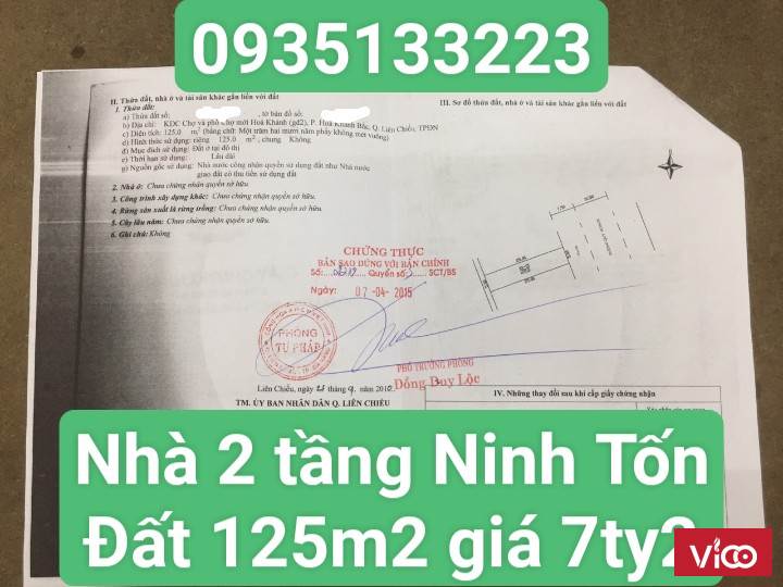 Bán nhà 2 tầng đẹp đường 10m5 Ninh Tốn vỉa hè 7m