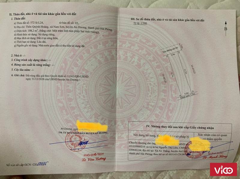 Cần bán đất tại khu đấu giá Quỳnh Hoàng, Nam Sơn, An Dương, Hải Phòng, giá đầu tư