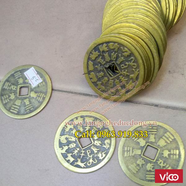 tiền xu phong thủy bằng đồng, tiền xu thái tuế, xu bằng đồng, đồ đồng phong thủy