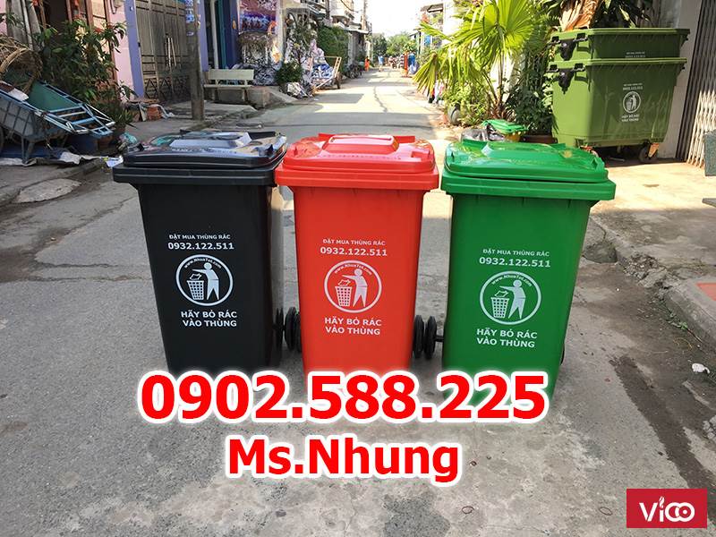 Thùng 240 lít làm từ nhựa HDPE nguyên sinh, cao 1020mm, nắp kín