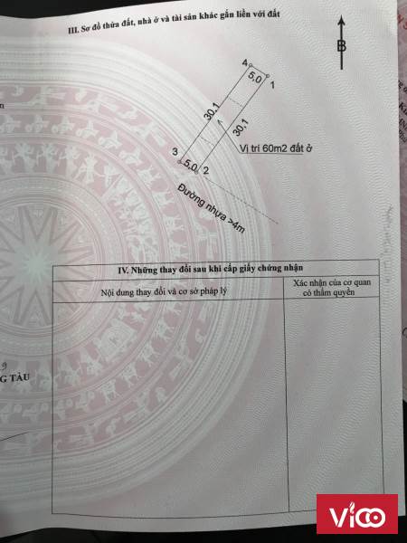 5 x 30m, 60tc giá 1 tỷ ngay KP1 Hắc Dịch