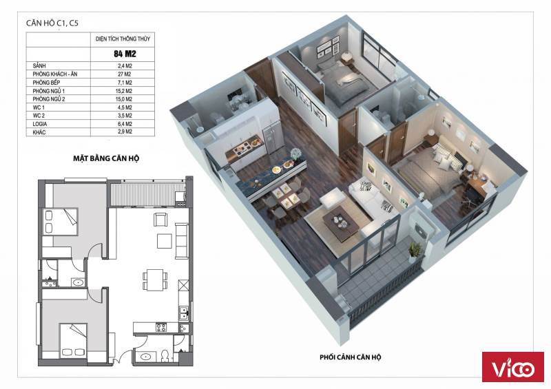 Bán căn 2PN Chung cư cao cấp UDIC Westlake Tây Hồ giá chỉ 3.2 tỷ