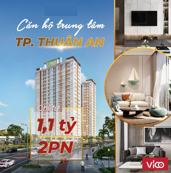 Căn hộ trung tâm TP Thuận An giá chỉ 1,1 tỷ/căn 2PN