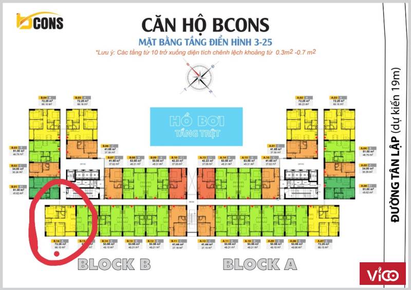 Cần bán căn hộ 3PN chung cư Bcons Miền Đông, Dĩ An, Bình Dương, giá tốt