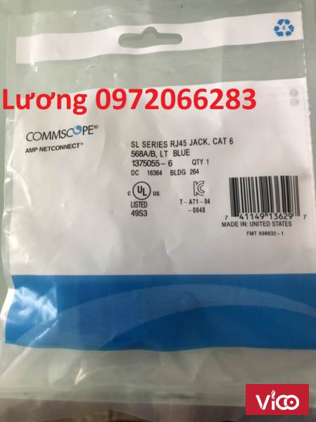 Nhân mạng Cat6 AMP/ Commscope RJ45 mã 13750556, Chân đồng