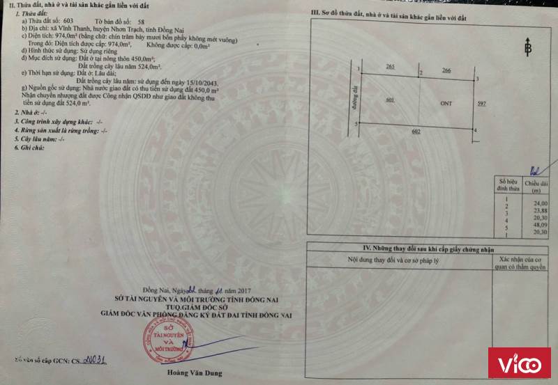 Đất nền cần bán tại xã Nhơn Trạch Đồng Nai 1950 m2