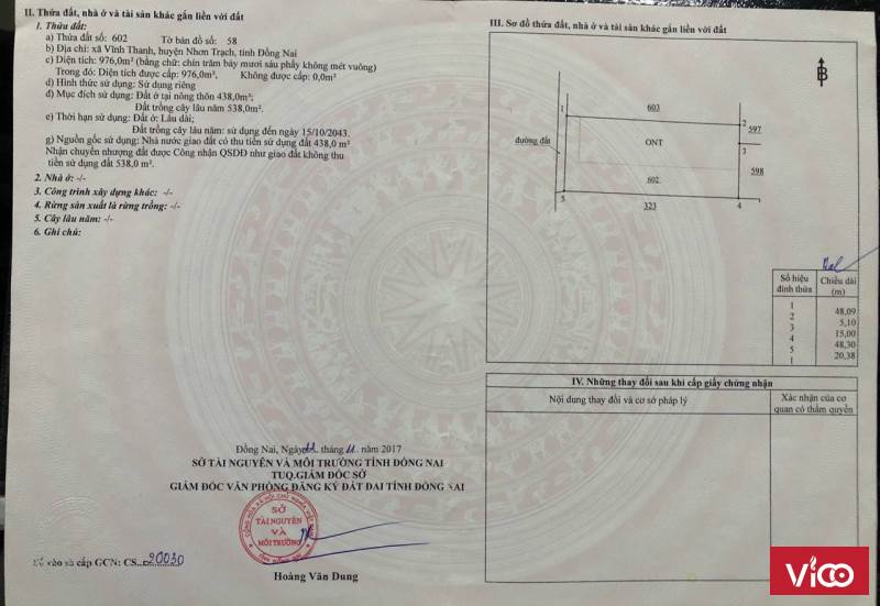 Đất nền cần bán tại xã Nhơn Trạch Đồng Nai 1950 m2