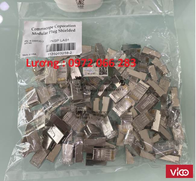 Hạt Mạng AMP ( 65695303 ) Category 5 Modular Plug, Shielded, RJ45, 2624AWG