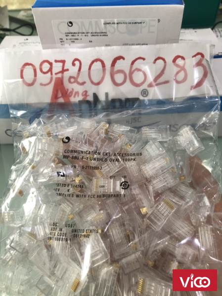 Hạt mạng cat6 COMMSCOPE PN 621119893 loại 1 mảnh RJ45, 2623AWG