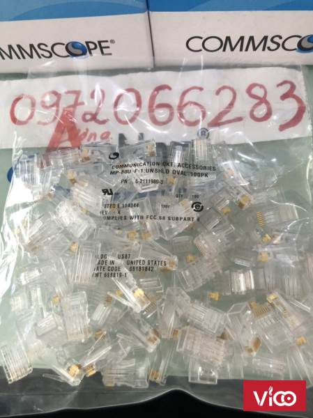 Hạt mạng cat6 COMMSCOPE PN 621119893 loại 1 mảnh RJ45, 2623AWG