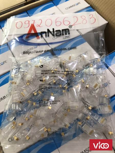 Hạt mạng cat6 COMMSCOPE PN 621119893 loại 1 mảnh RJ45, 2623AWG